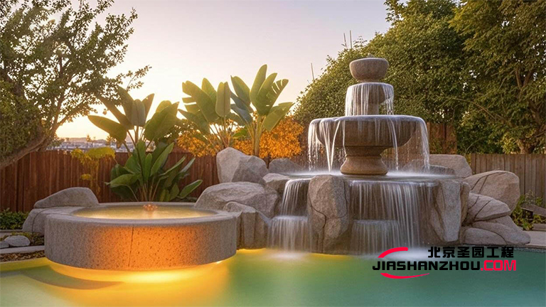 北京景區仿真假山水池制作 特別的魚池景觀案例展現效果圖片