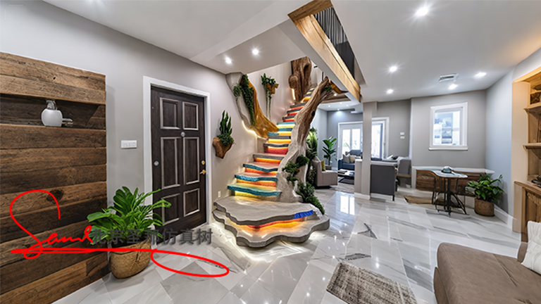 西安水泥仿木樓梯制作 別墅景區(qū)設(shè)計(jì)中的多贏之道