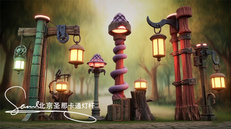 深圳多桿合一多功能卡通燈桿制作打造智慧安全環保景區