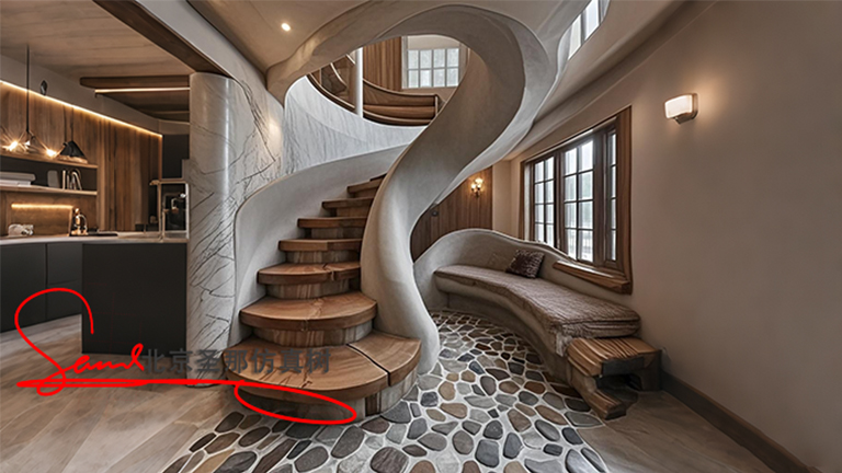水泥仿木樓梯