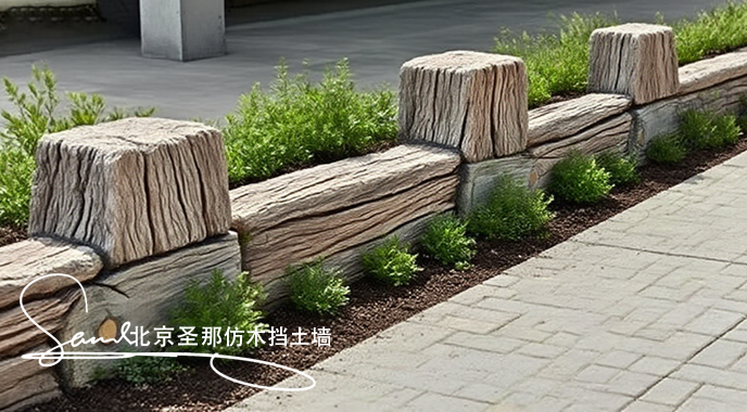 1761097495375878.png jimeng-2025-10-22-2774-主體是一段模擬枯木質感的造型擋土墻,表面紋理逼真,增強了復古、工業風的視覺效果。....png