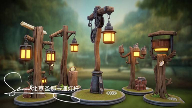 水泥仿木燈桿